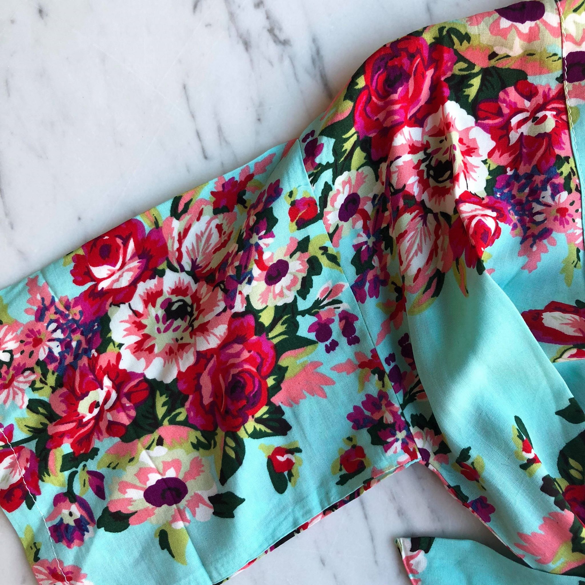Kids Robe (3-5Y) - Mabel Floral Light Blue by May and Joy - Image 2