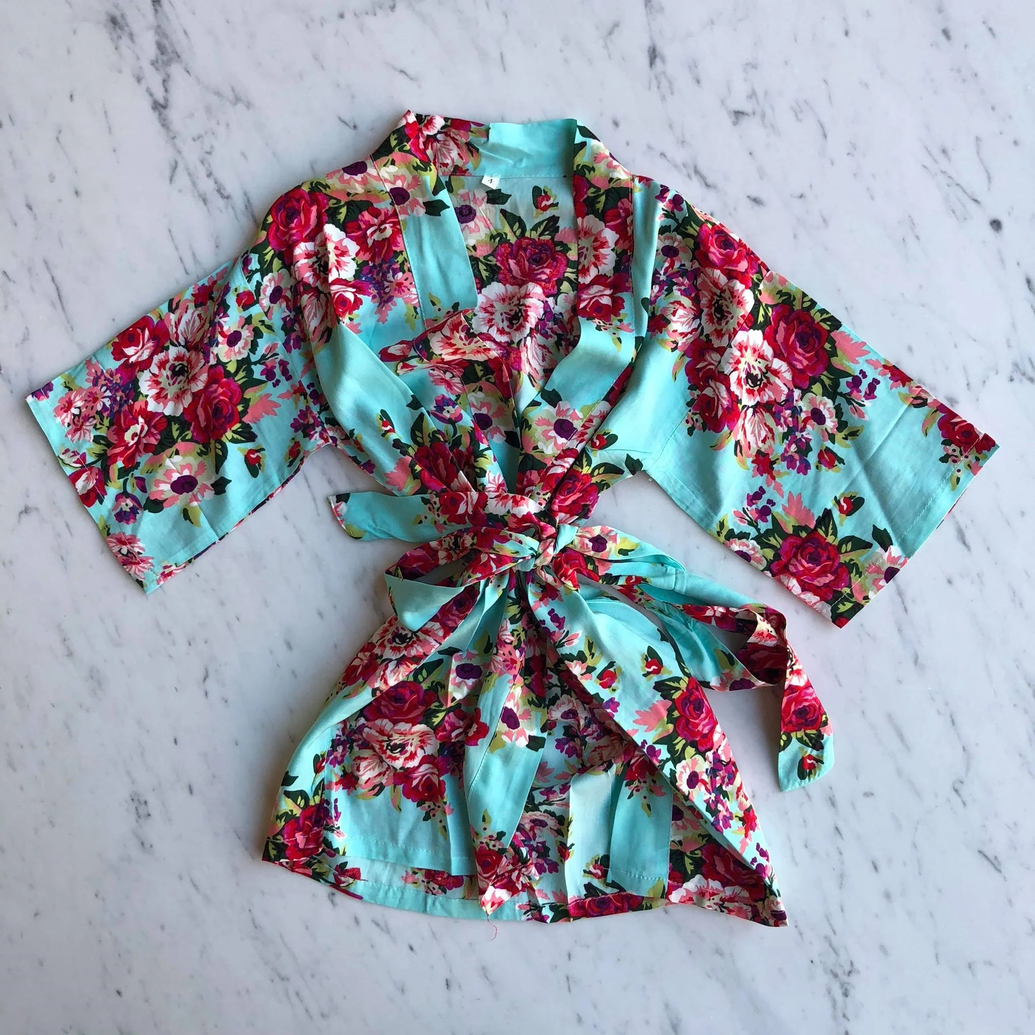 Kids Robe (3-5Y) - Mabel Floral Light Blue by May and Joy - Image 3