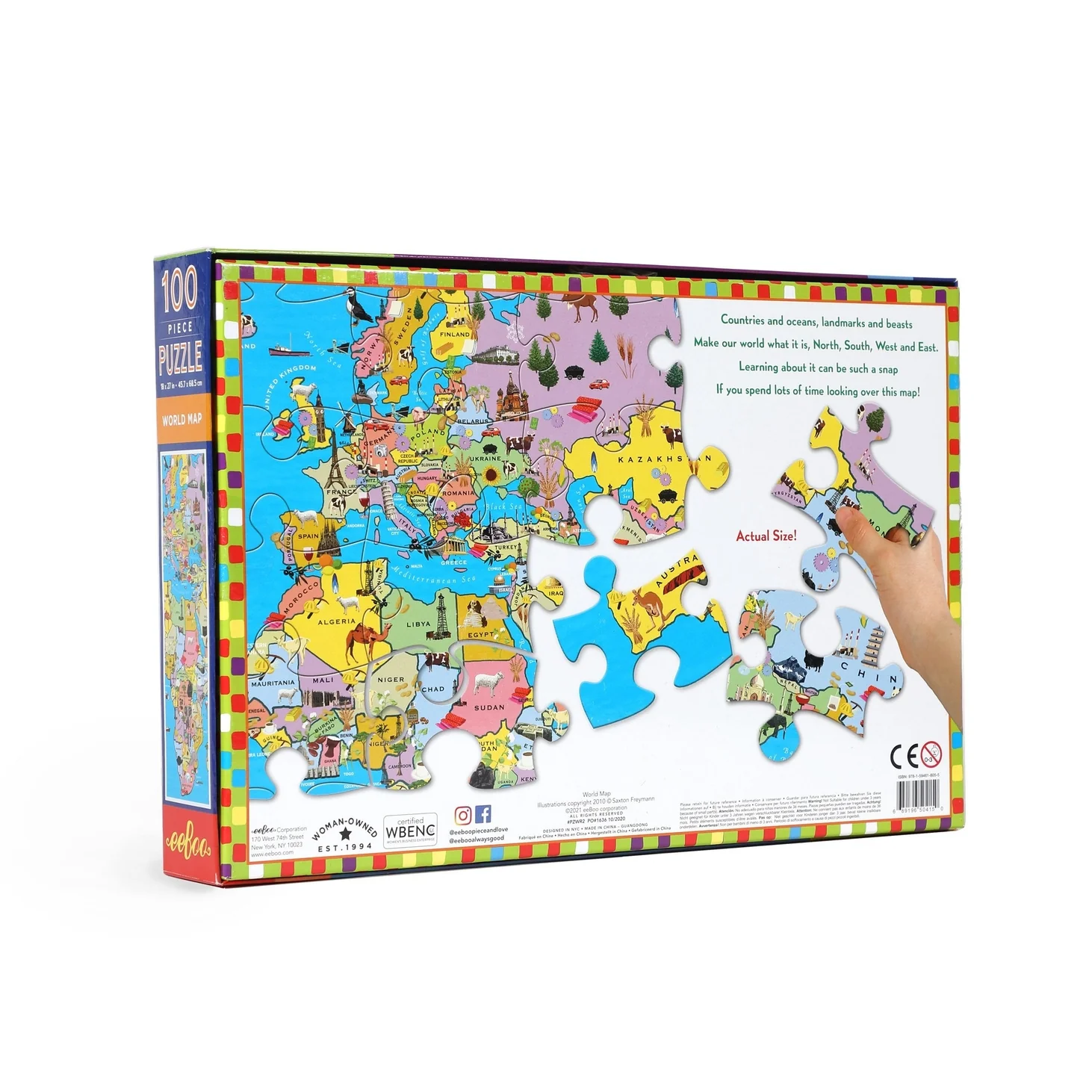100 Piece Puzzle - World Map by Eeboo - Image 4