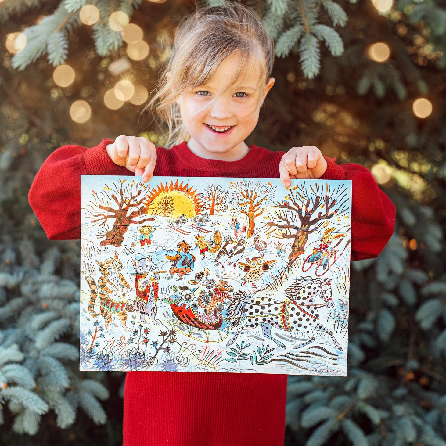 20 Piece Puzzle - Winter Sleigh Ride by Eeboo - Image 2