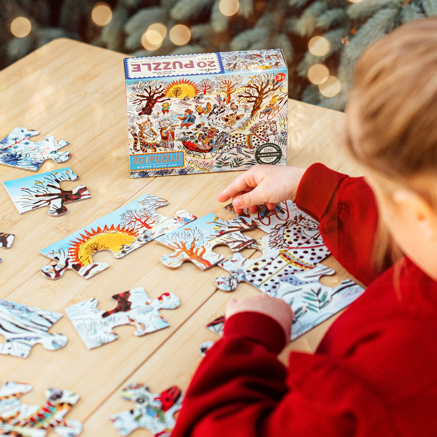 20 Piece Puzzle - Winter Sleigh Ride by Eeboo - Image 3