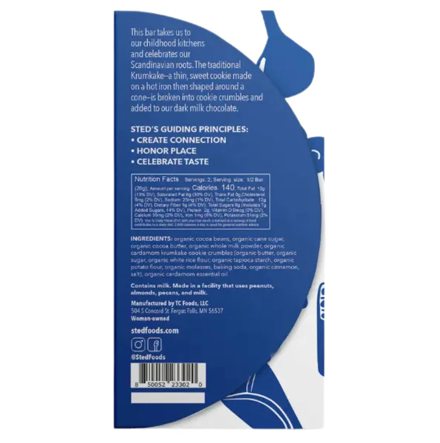 2oz Cardamom Krumkake Cookie Bar by Sted Foods - Image 2