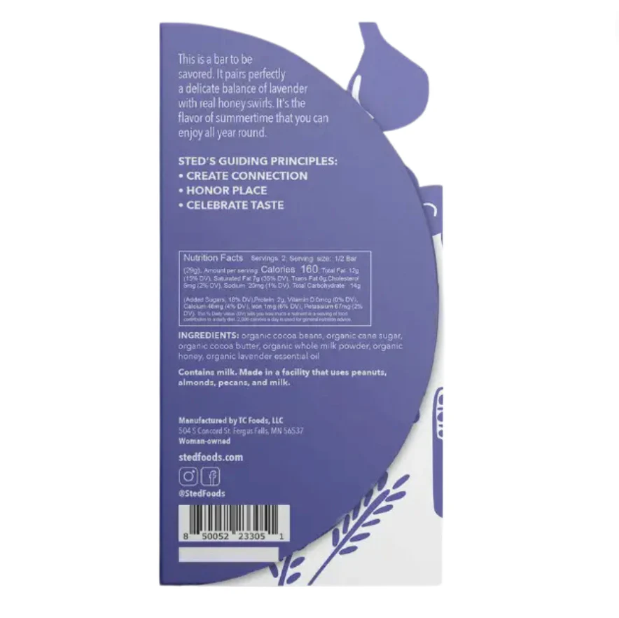 2oz Honey Lavender Bar by Sted Foods - Image 2