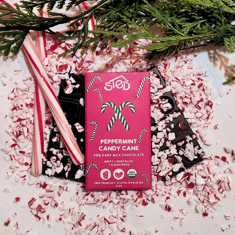 2oz Peppermint Candy Cane Chocolate Bar by Sted Foods - Image 2