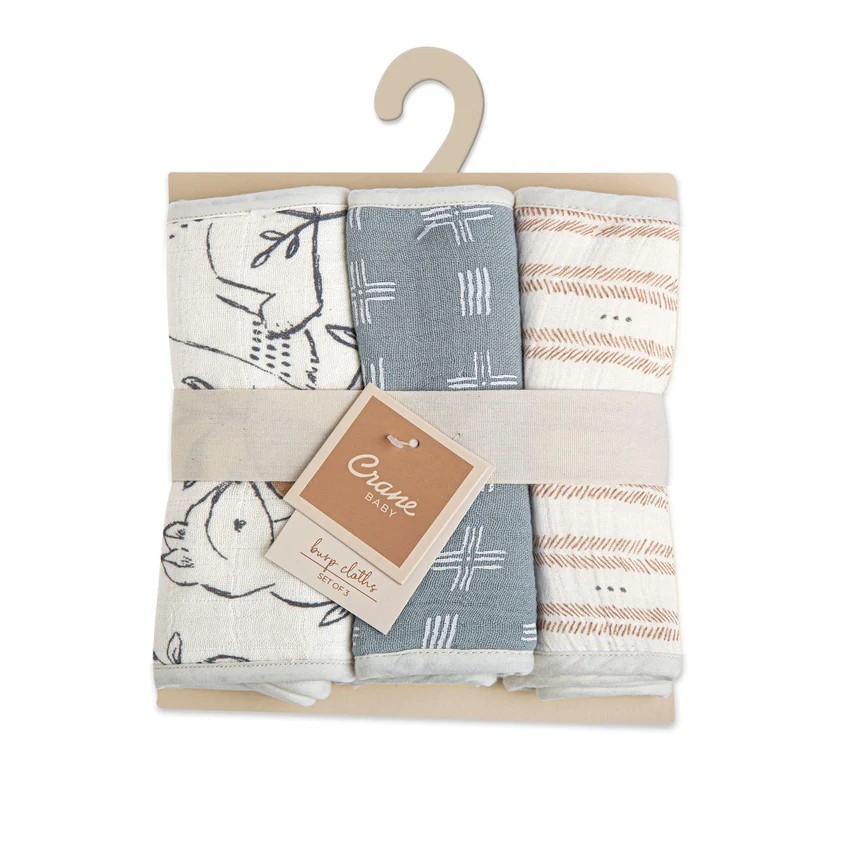 3 Piece Burp Cloth Set - Ezra by Crane Baby - Image 2