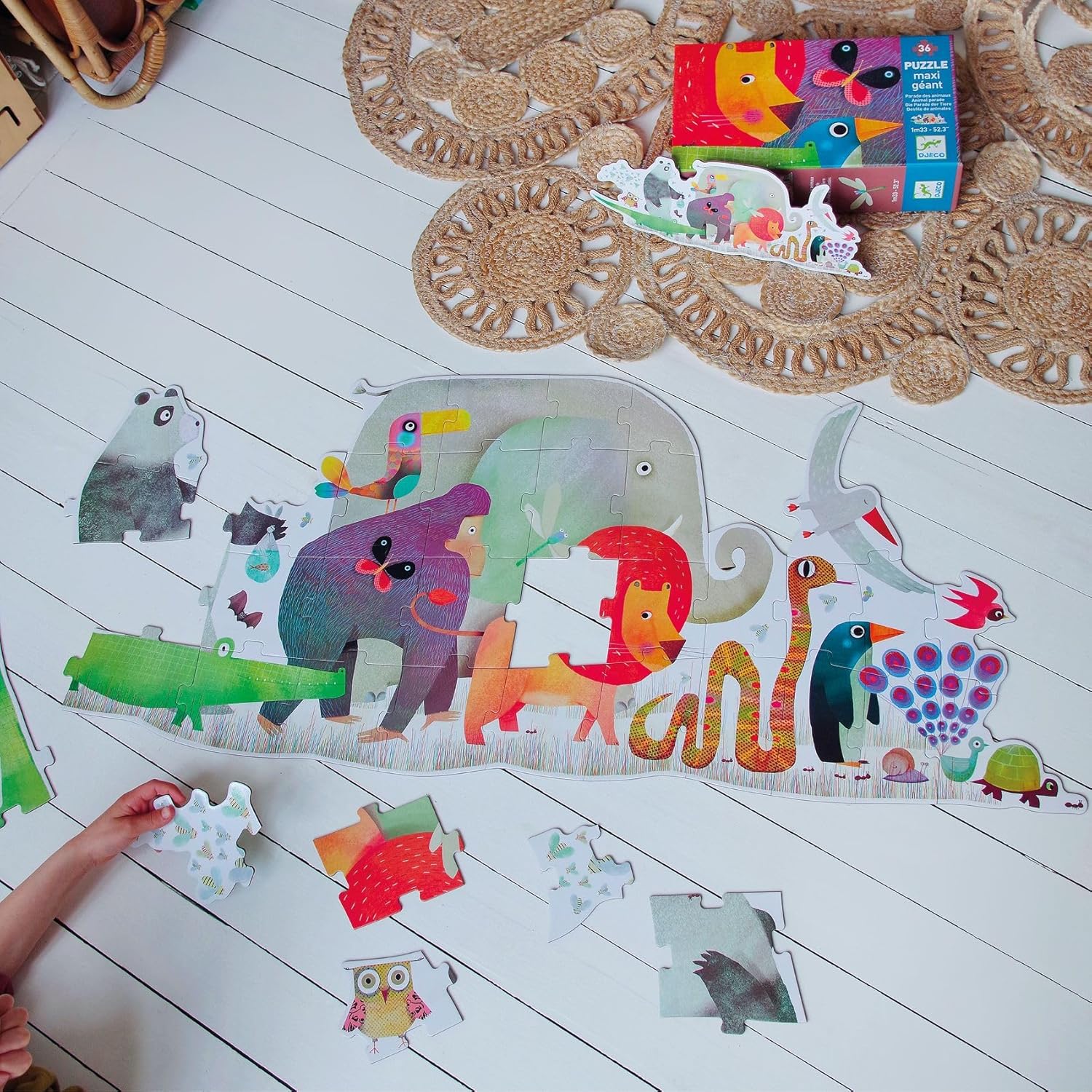 36 Piece Giant Floor Puzzle - Animal Parade by Djeco - Image 3