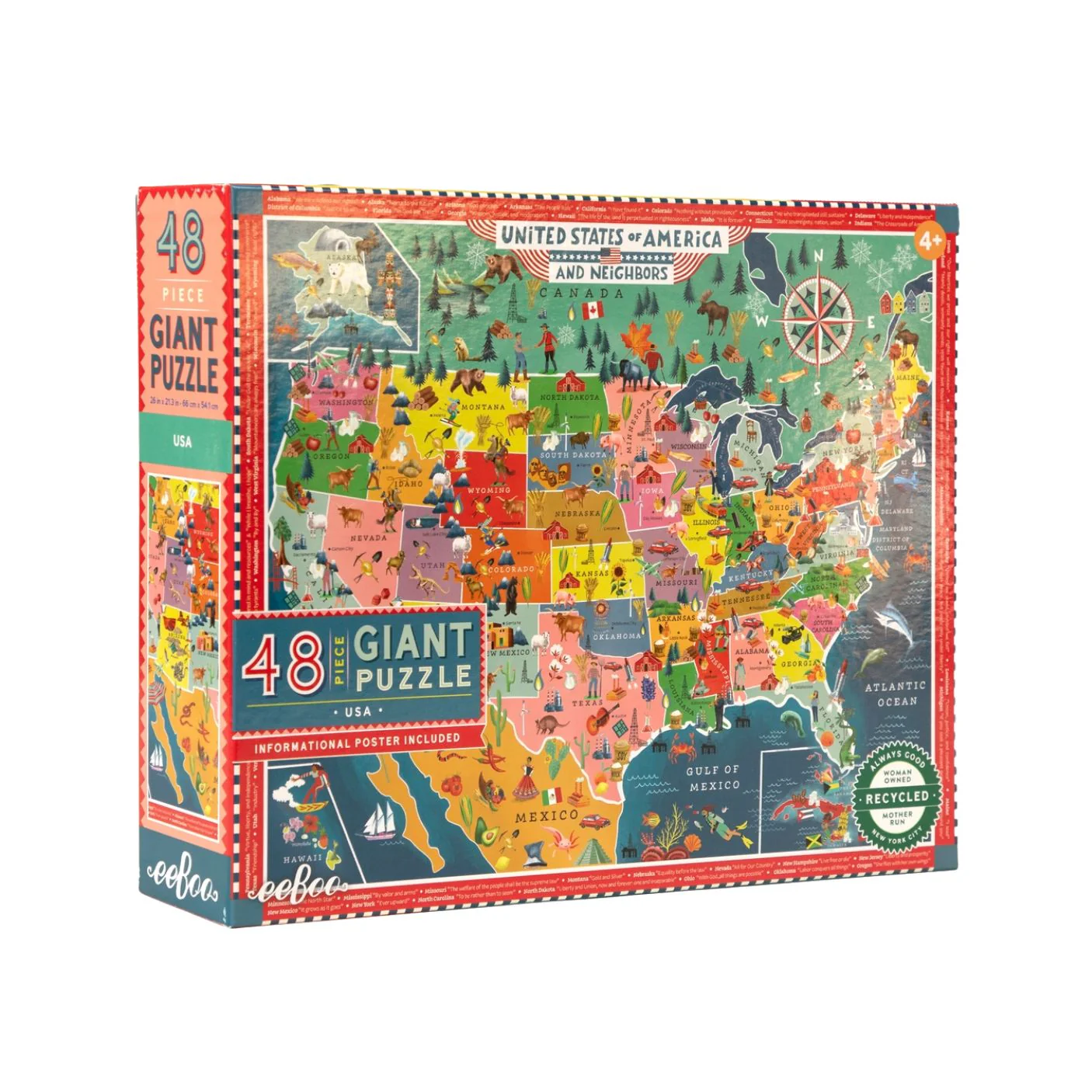 48 Piece Giant Puzzle - USA Map by Eeboo