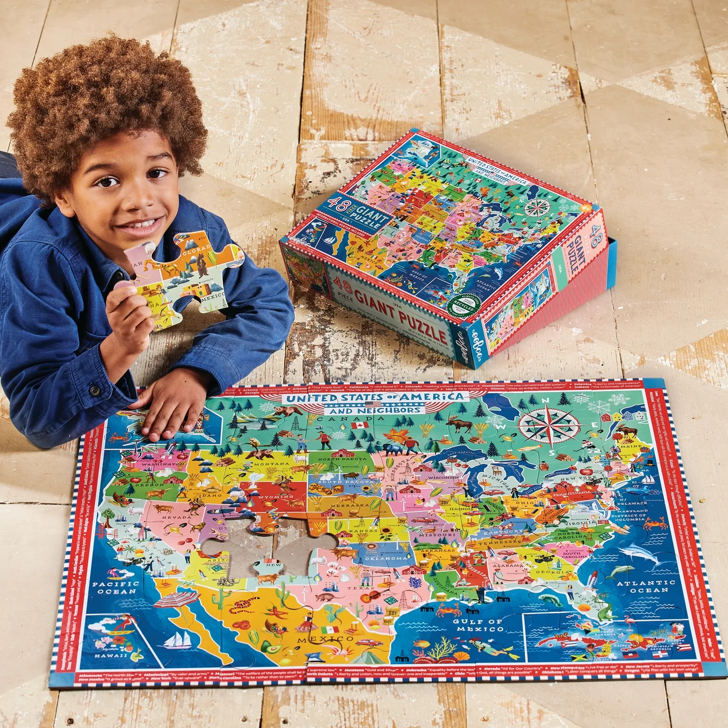 48 Piece Giant Puzzle - USA Map by Eeboo - Image 2