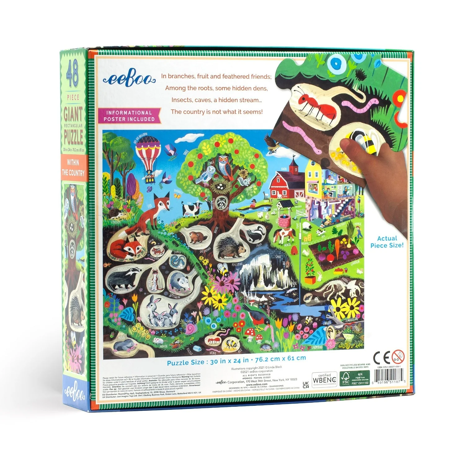 48 Piece Giant Puzzle - Within the Country by Eeboo - Image 5