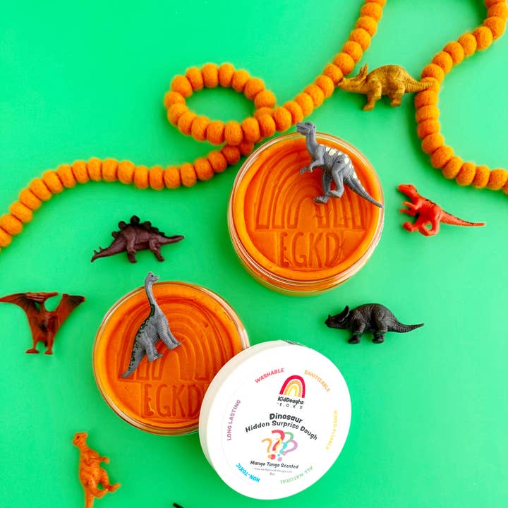 4oz Dino (Mango Tango) Hidden Surprise Kiddough by Earth Grown Kid Doughs - Image 2
