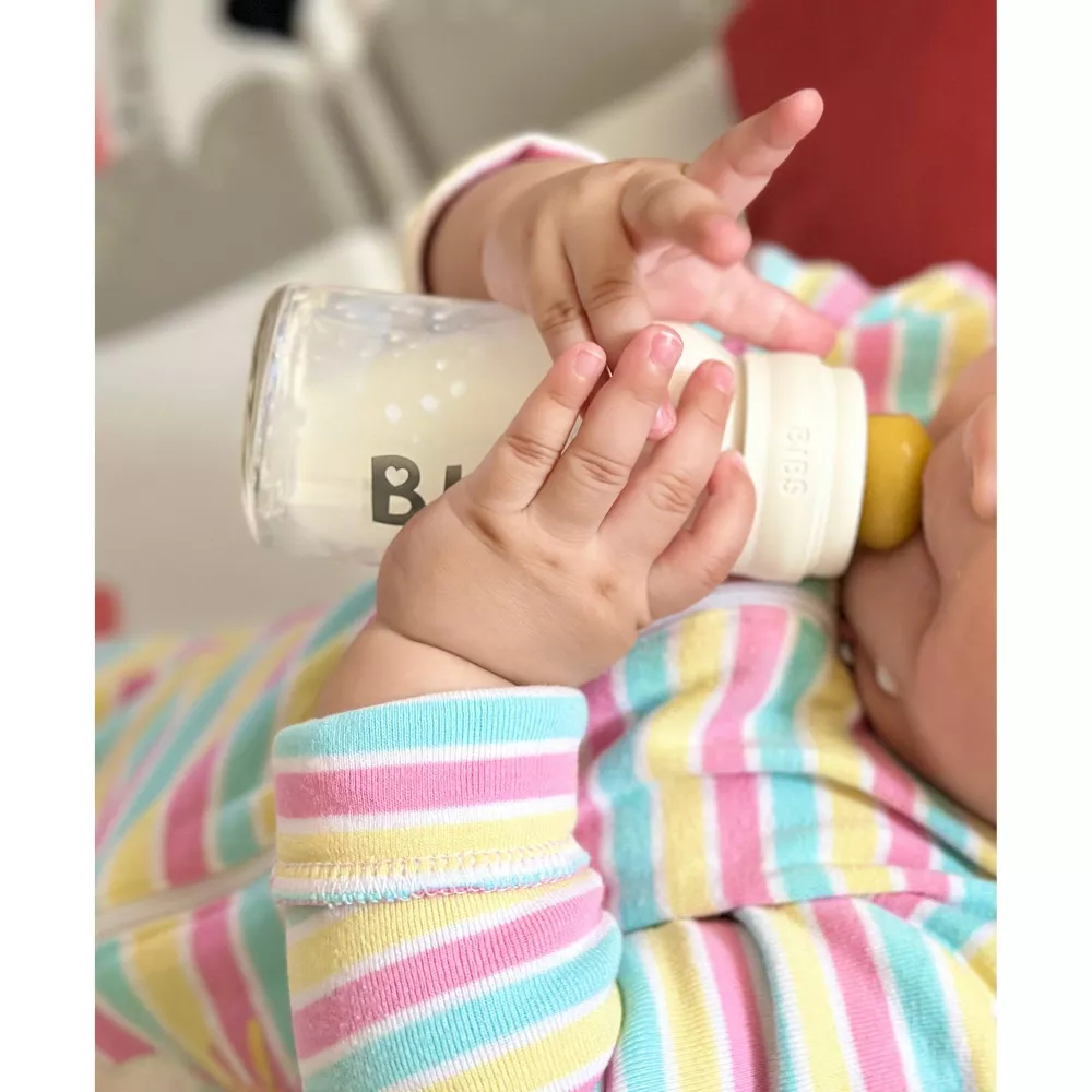 4oz Glass Baby Bottle with Latex Nipple - Ivory by BIBS - Image 4