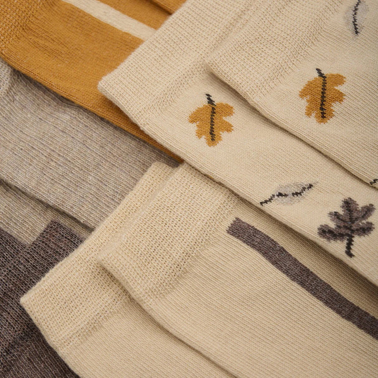 5 Pack Socks - Leaves/Cream Mix by Minymo - FINAL SALE - Image 2