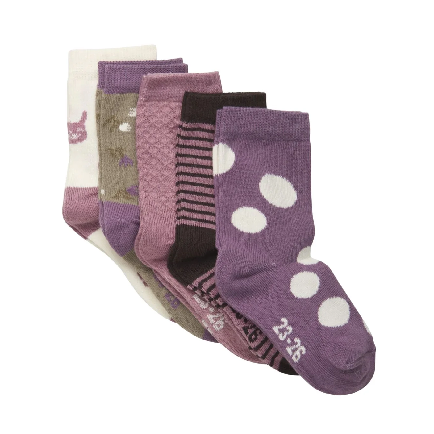 5 Pack Socks - Polka Dots/Purple Mix by Minymo - FINAL SALE