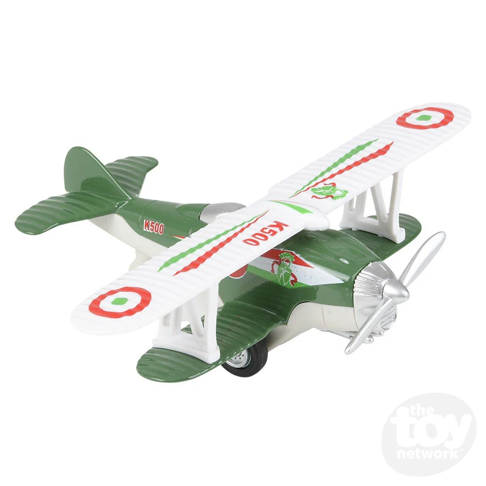 5.25" Die-Cast Pull Back Classic Biplane (1 Unit Assorted) by The Toy Network - Image 6