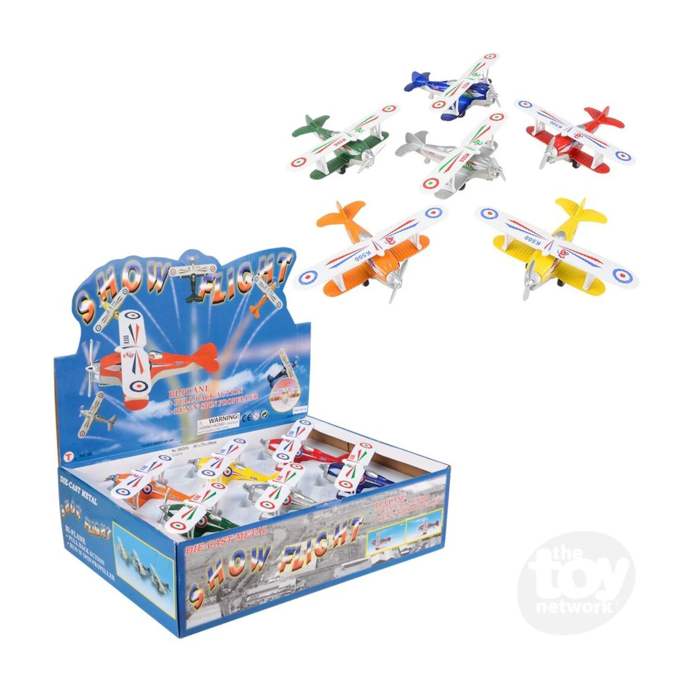 5.25" Die-Cast Pull Back Classic Biplane (1 Unit Assorted) by The Toy Network - Image 8