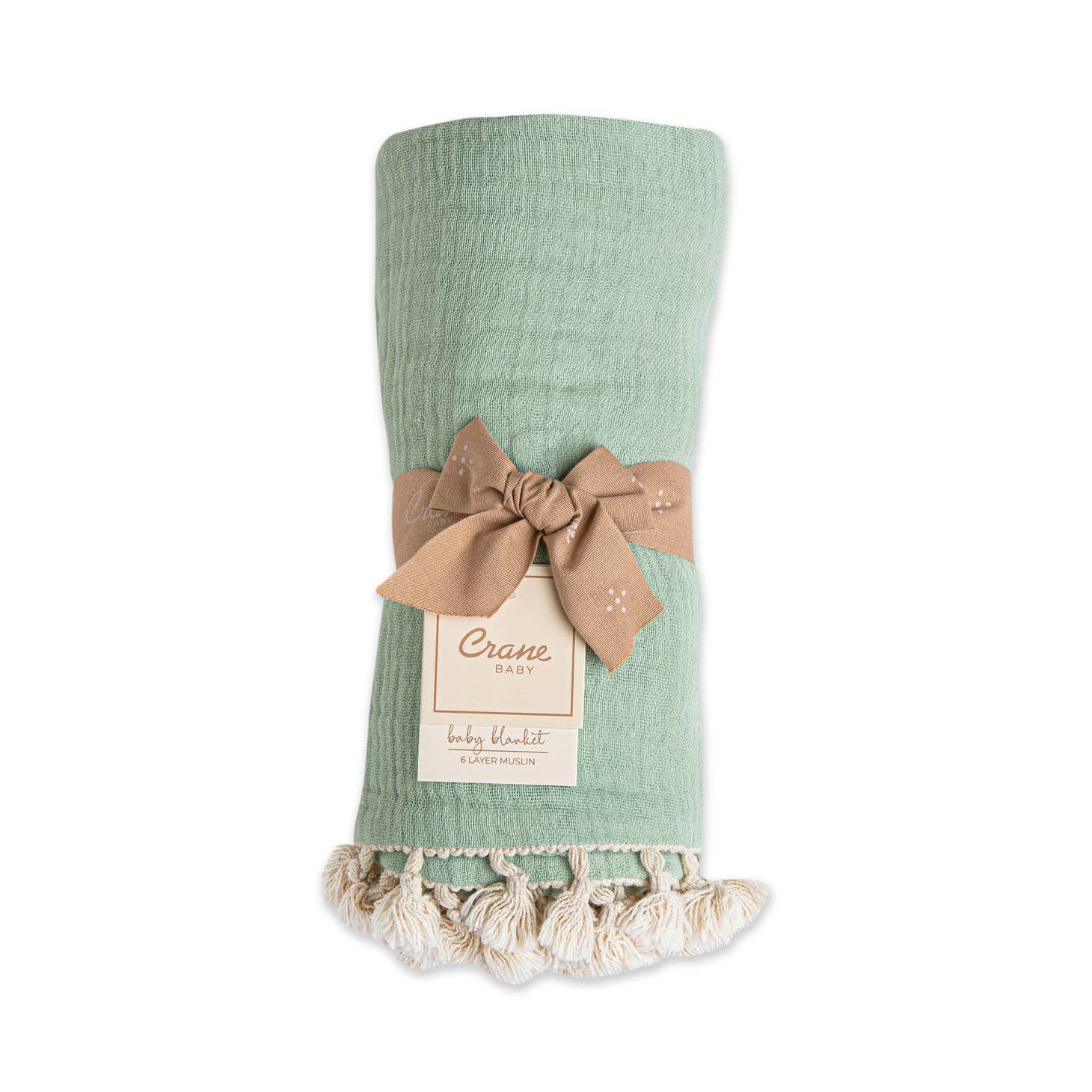 6 Layer Muslin Blanket - Evergreen by Crane Baby - Image 3