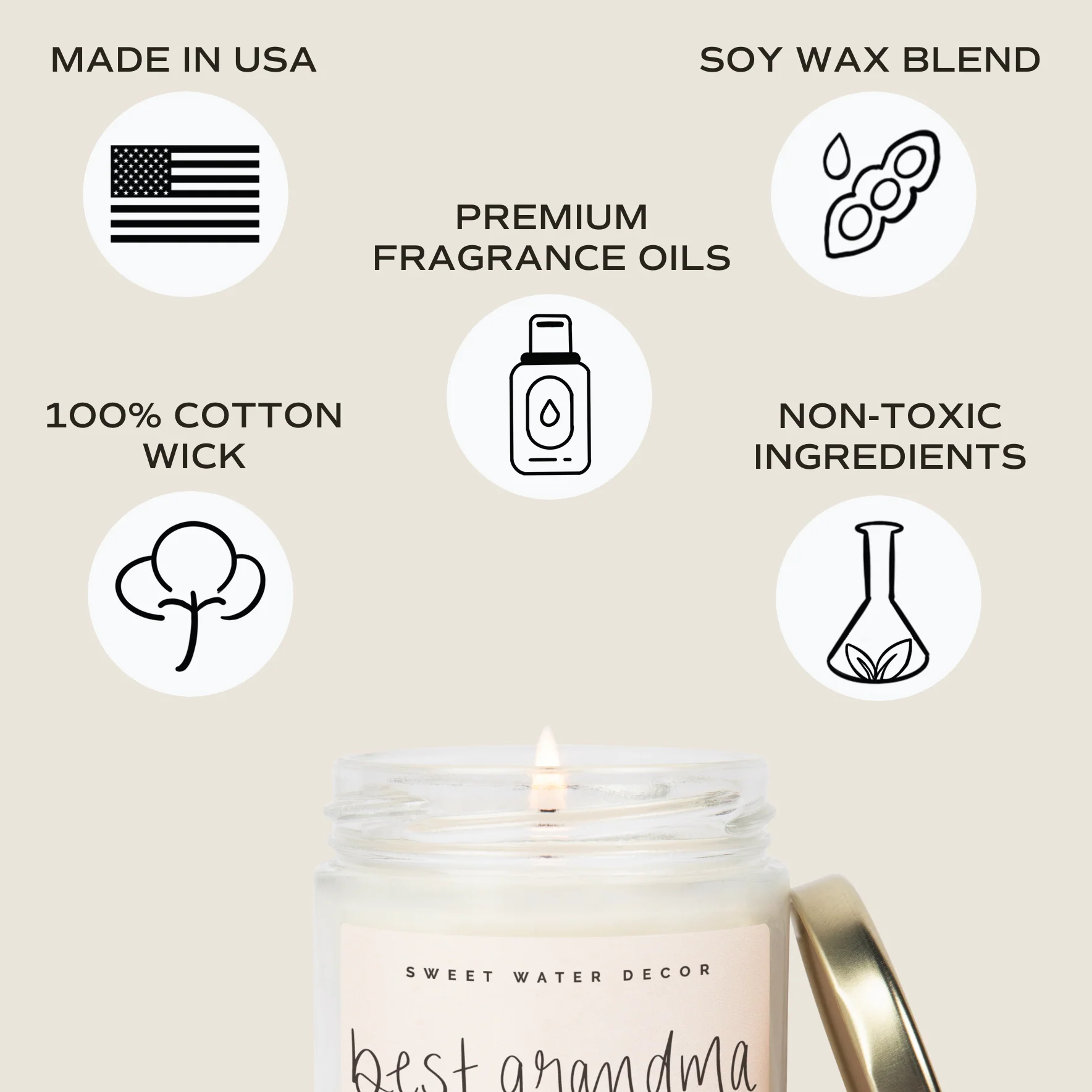 9oz Soy Candle - Best Grandma Ever by Sweet Water Decor - Image 2