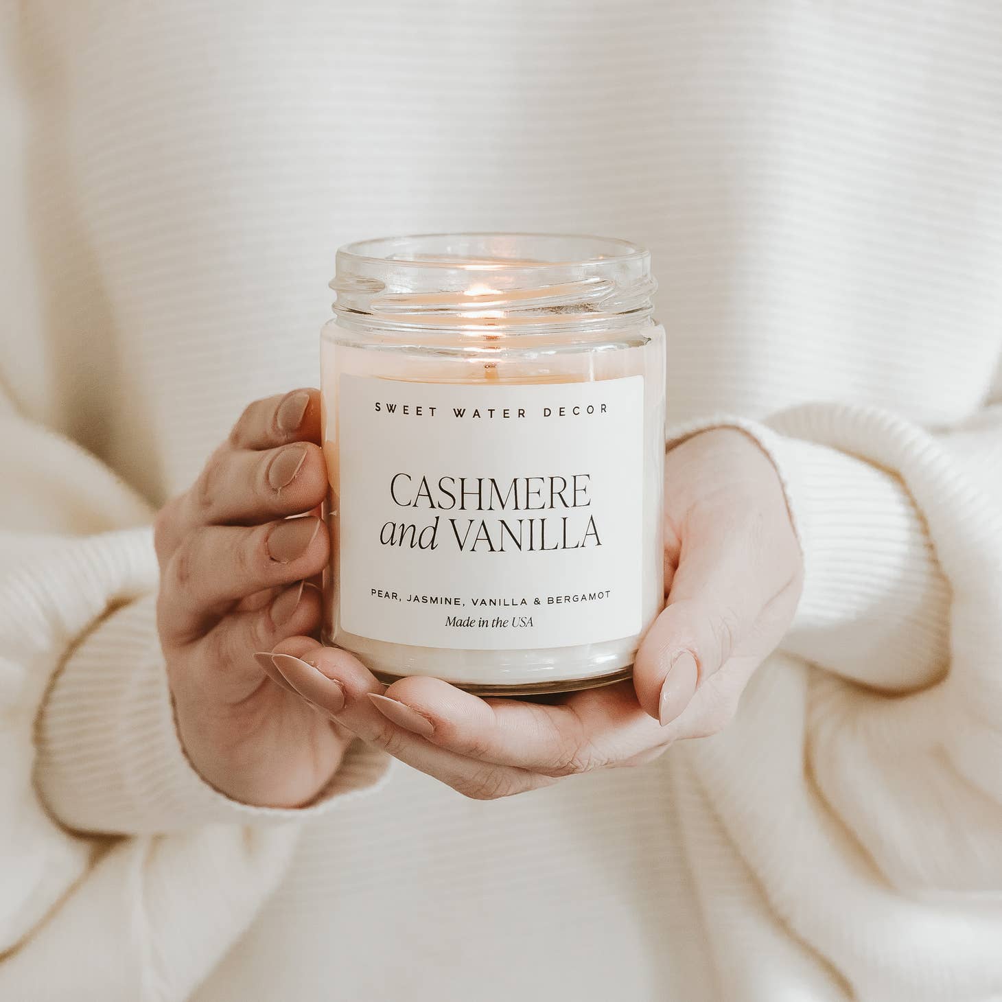 9oz Soy Candle - Cashmere and Vanilla by Sweet Water Decor - Image 3
