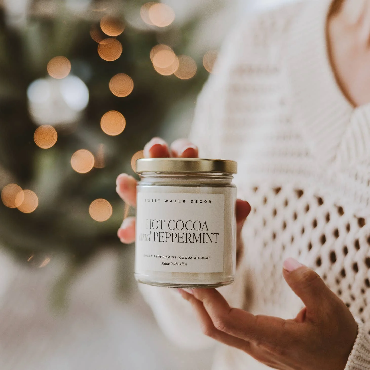 9oz Soy Candle - Hot Cocoa and Peppermint by Sweet Water Decor - Image 4