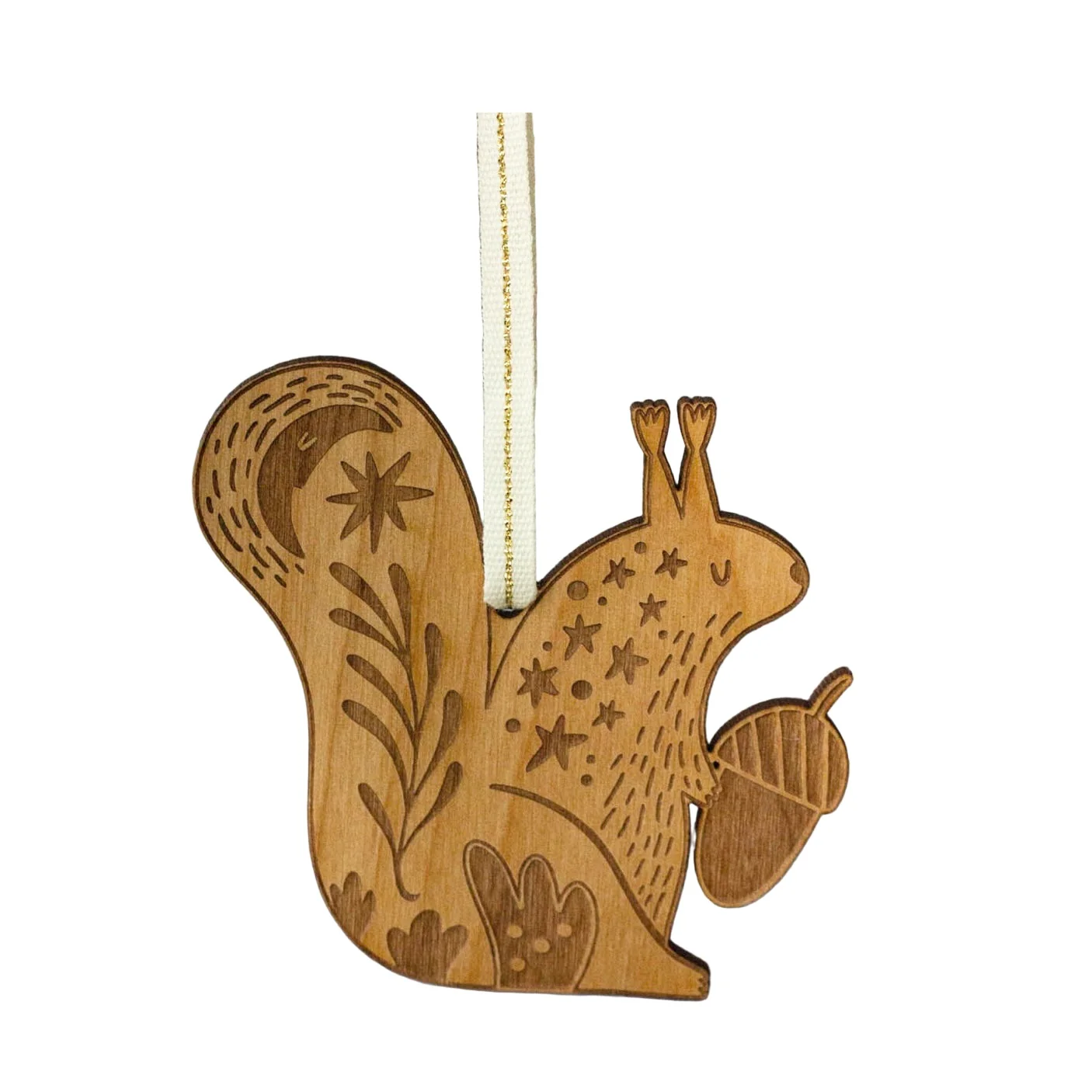 Acorn Squirrel Wood Ornament by Hereafter - FINAL SALE