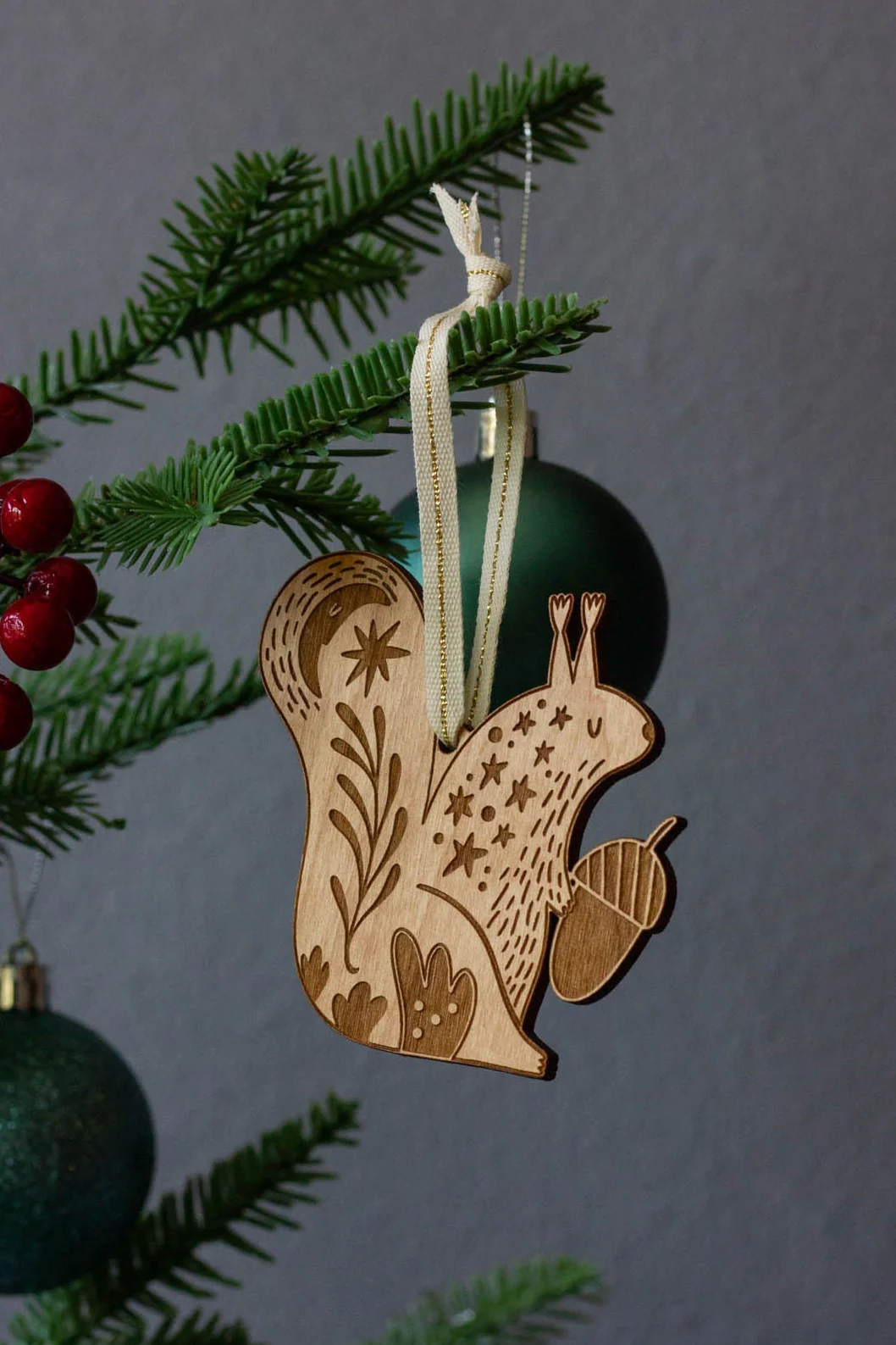 Acorn Squirrel Wood Ornament by Hereafter - FINAL SALE - Image 3
