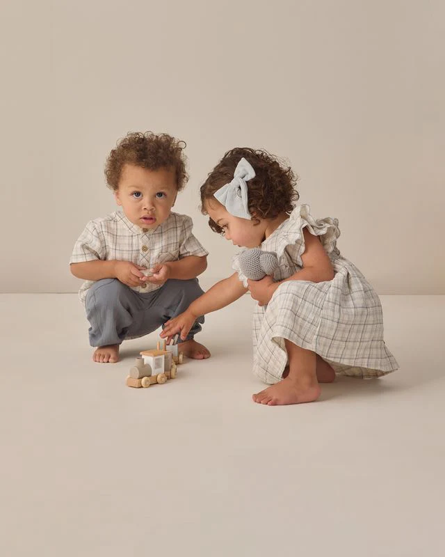 Alina Dress - Blue Plaid by Quincy Mae - Image 10