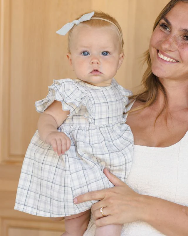 Alina Dress - Blue Plaid by Quincy Mae - Image 14