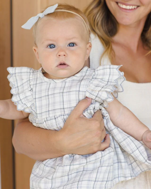 Alina Dress - Blue Plaid by Quincy Mae - Image 15
