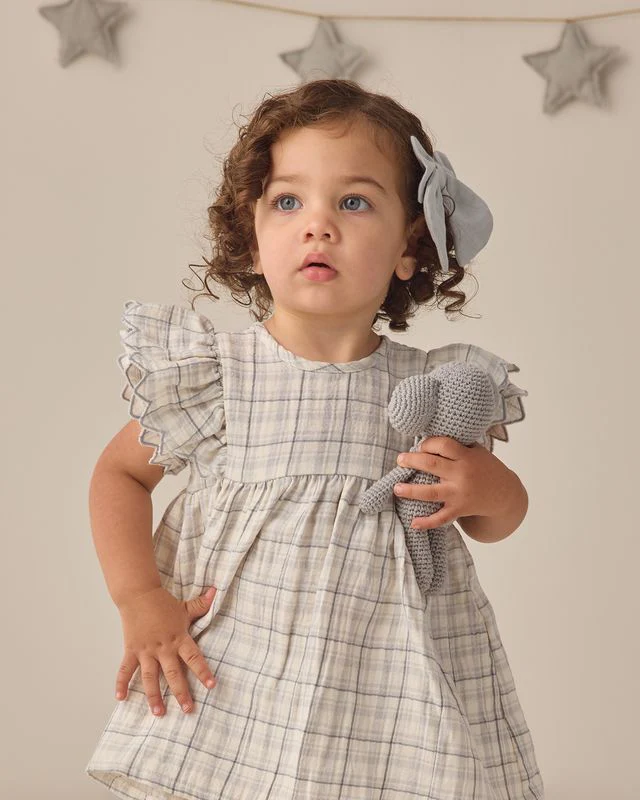 Alina Dress - Blue Plaid by Quincy Mae - Image 2