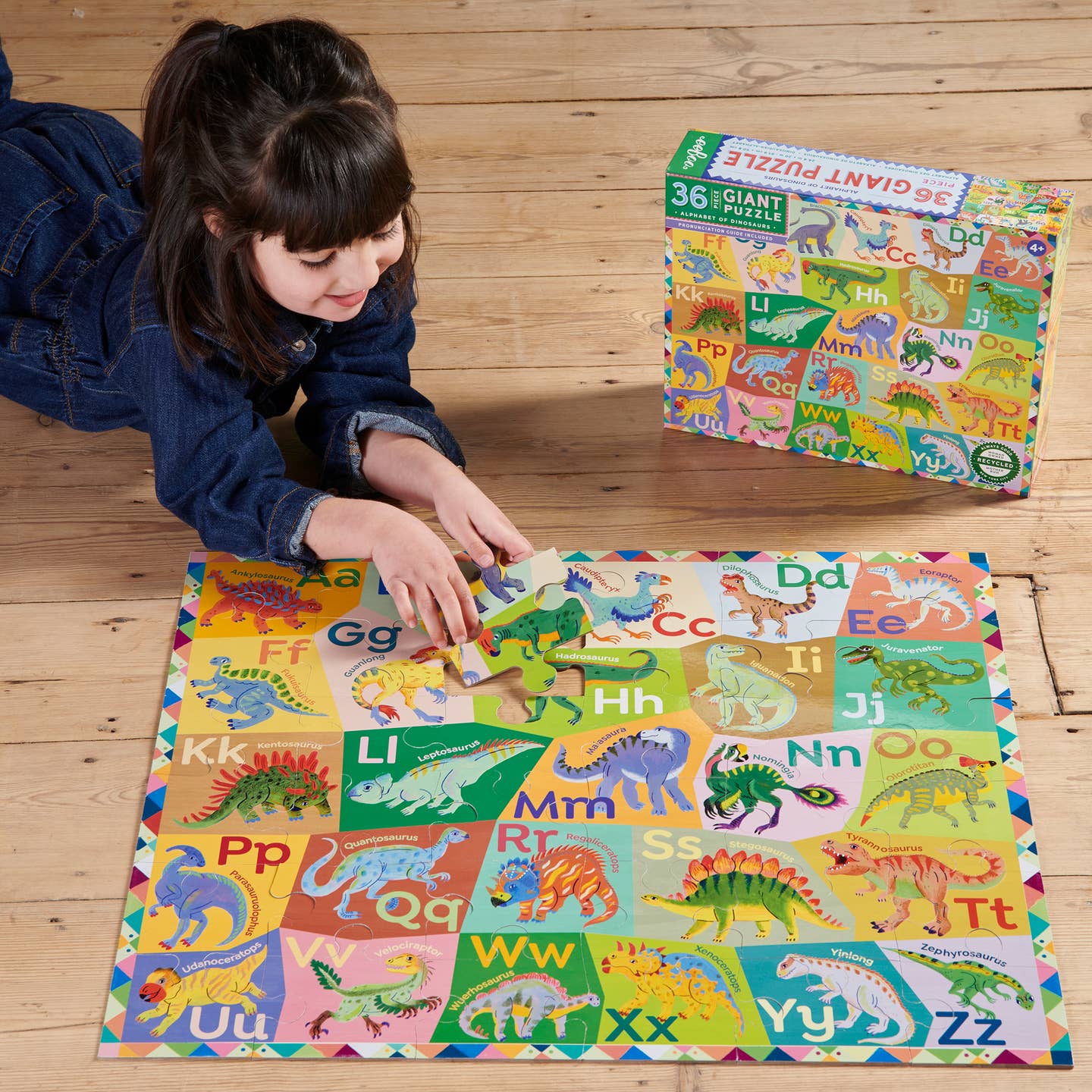 Alphabet of Dinosaurs 36 Piece Giant Puzzle by Eeboo - Image 2