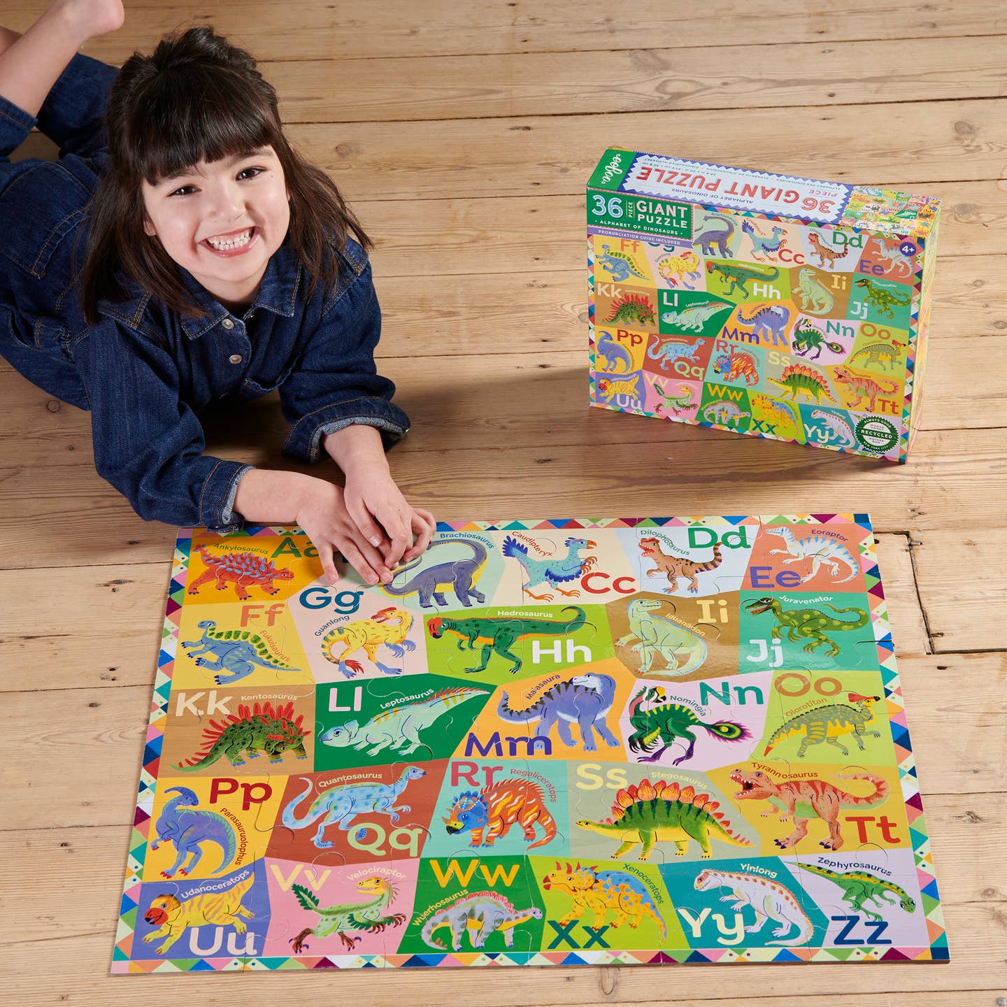 Alphabet of Dinosaurs 36 Piece Giant Puzzle by Eeboo - Image 3