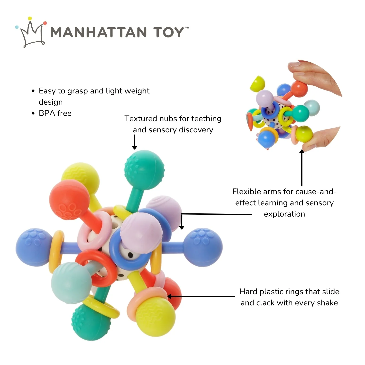 Atom Colorpop Teether Toy by Manhattan Toy - Image 7