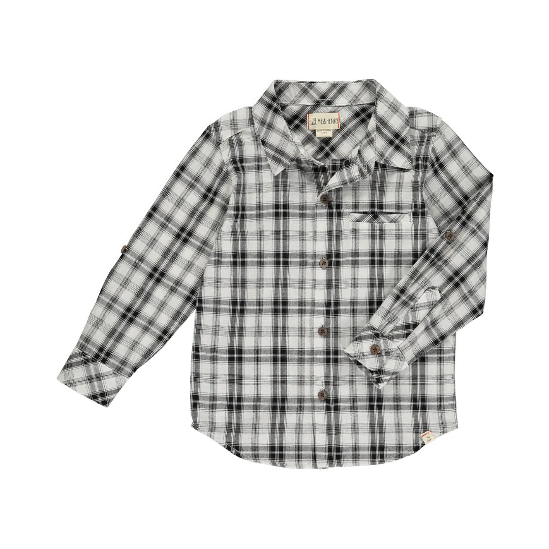 Atwood Woven Button Up - Black+White Plaid by Me & Henry - FINAL SALE