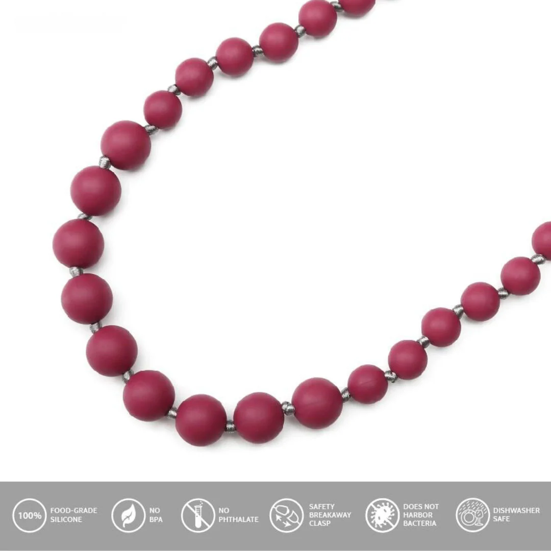 Audrey Teething Necklace - Maroon by Goobie Baby - Image 3