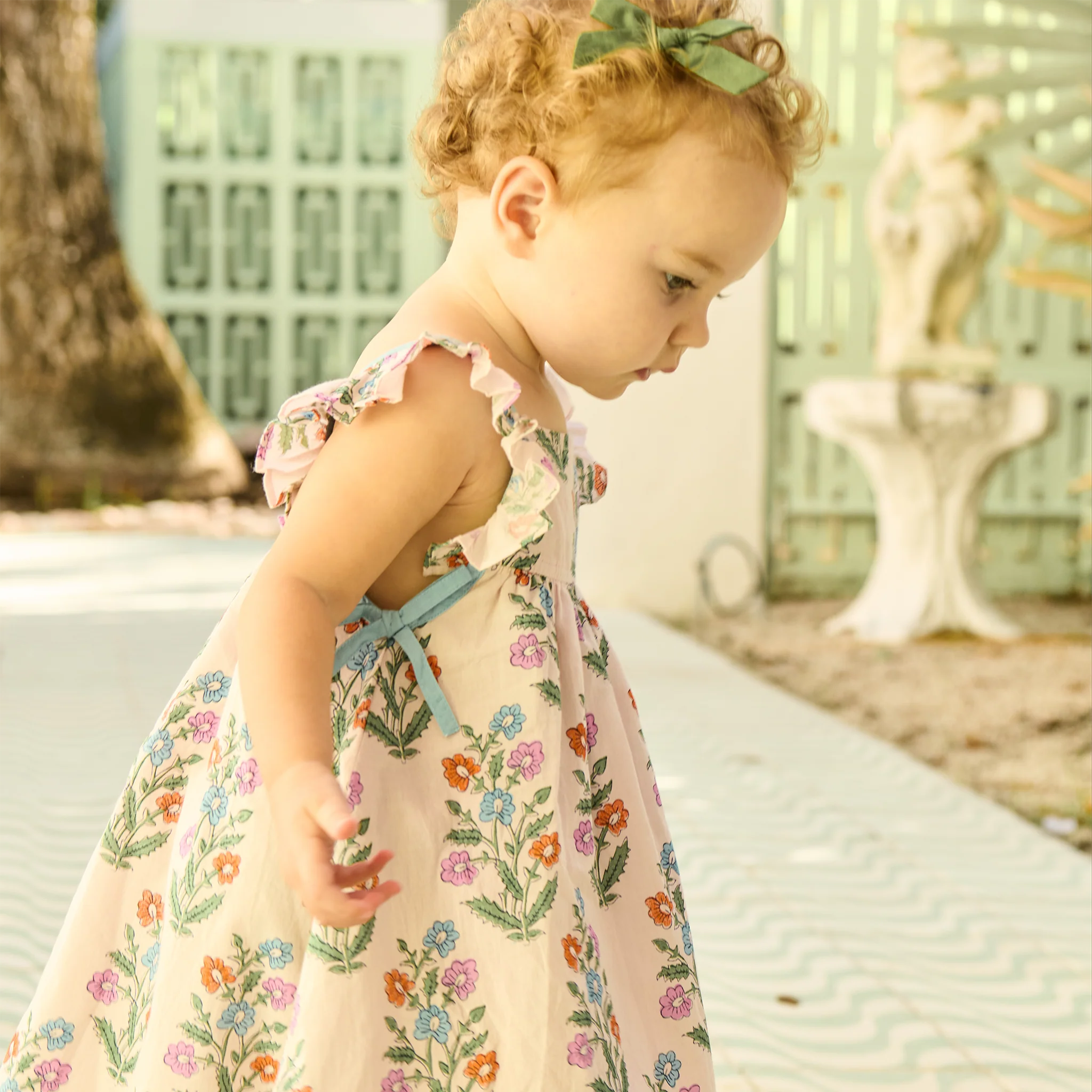 Baby Ailee Dress Set - Pink Dewdrop Block Print by Pink Chicken - Image 2