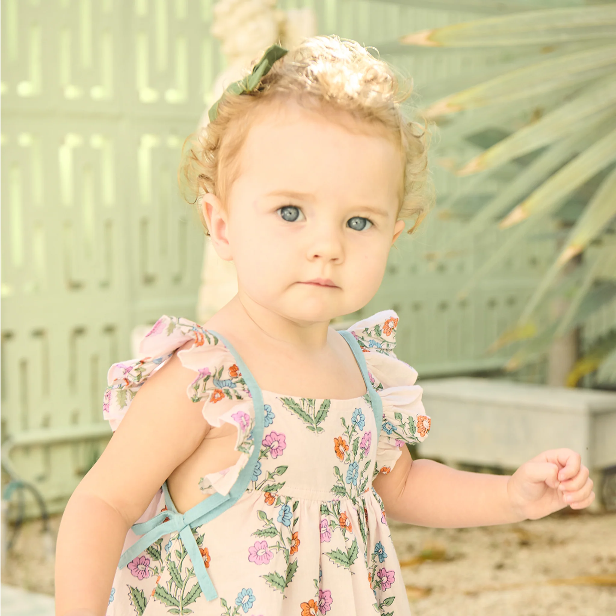 Baby Ailee Dress Set - Pink Dewdrop Block Print by Pink Chicken - Image 3