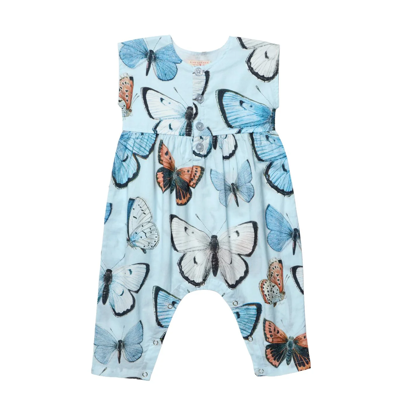 Baby Alexandra Jumper - Blue Vintage Butterﬂies by Pink Chicken