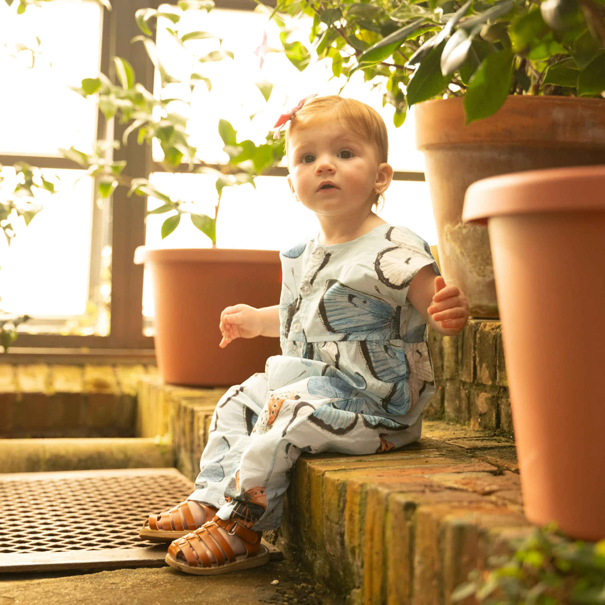 Baby Alexandra Jumper - Blue Vintage Butterﬂies by Pink Chicken - Image 2