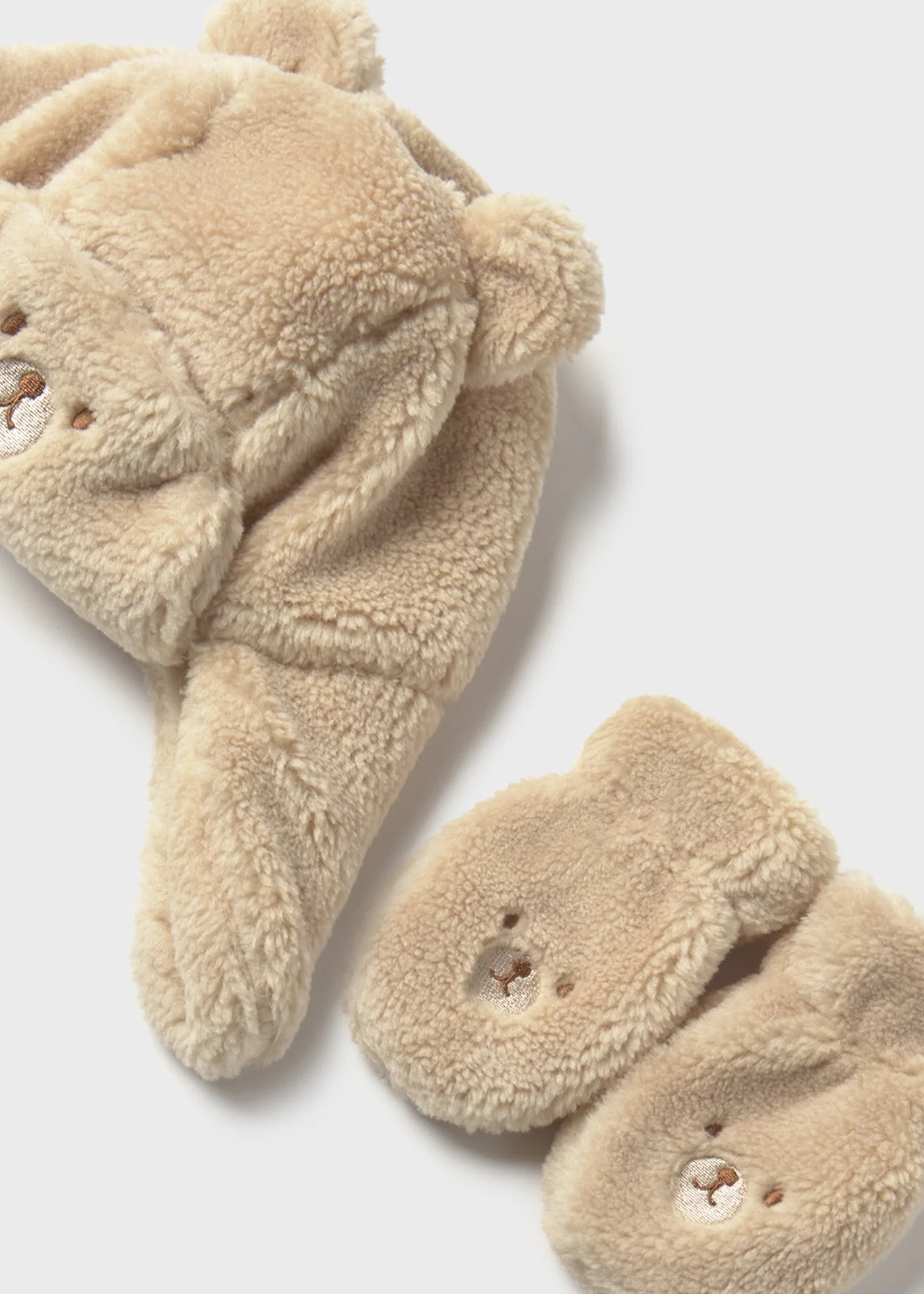 Baby Bear Hat and Mittens Set - Latte by Mayoral - Image 2
