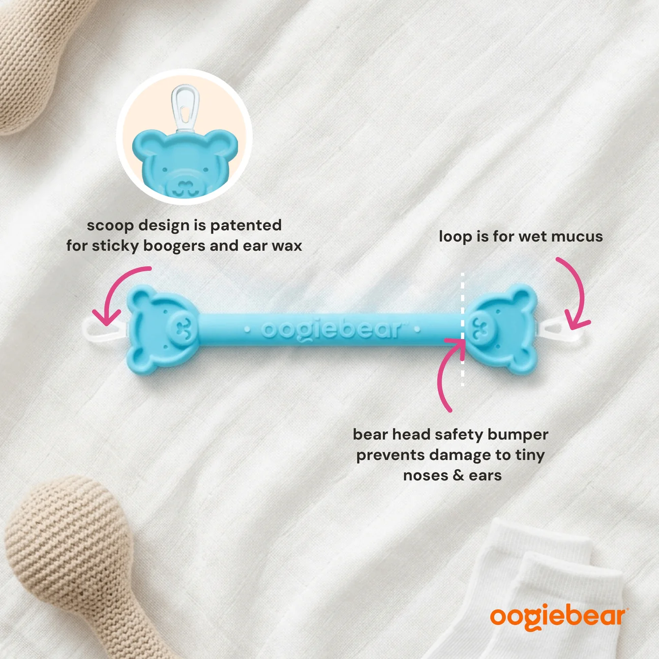 Baby Booger and Ear Wax Picker 2 Pack - Orange + Blue by Oogiebear - Image 4