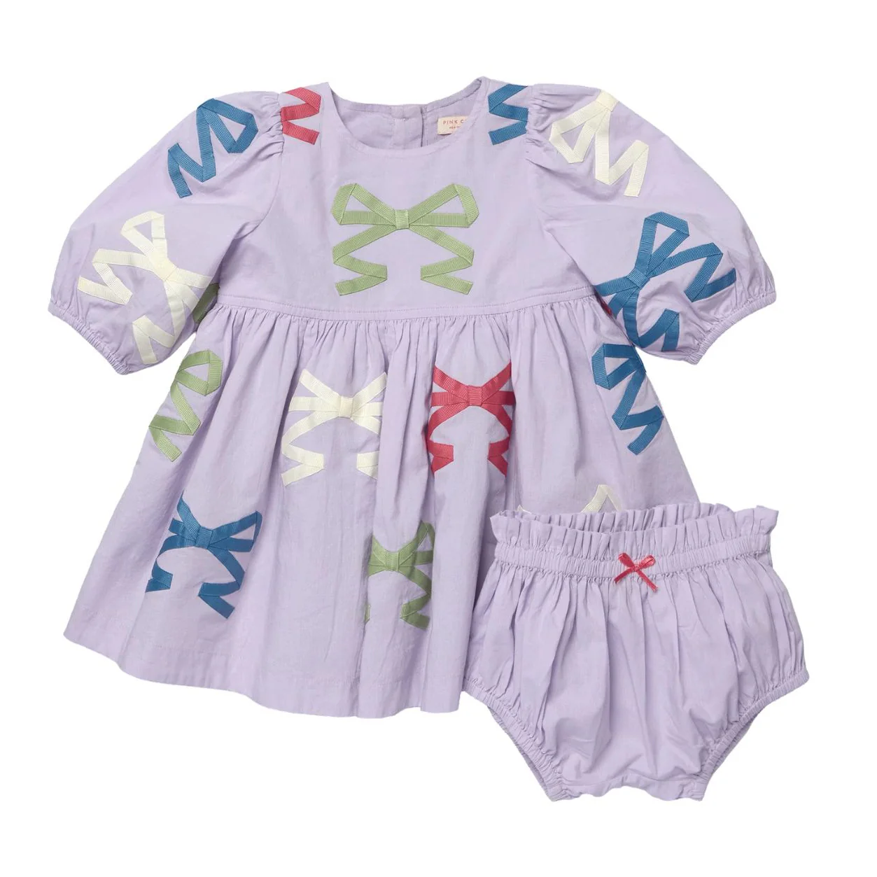 Baby Brooke Dress Set - Lavender Multi Bow Applique by Pink Chicken - FINAL SALE