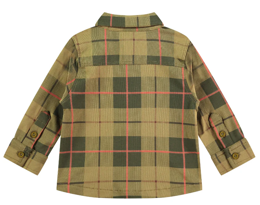 Baby Button Up Shirt - Kiwi Plaid by Babyface - FINAL SALE - Image 2