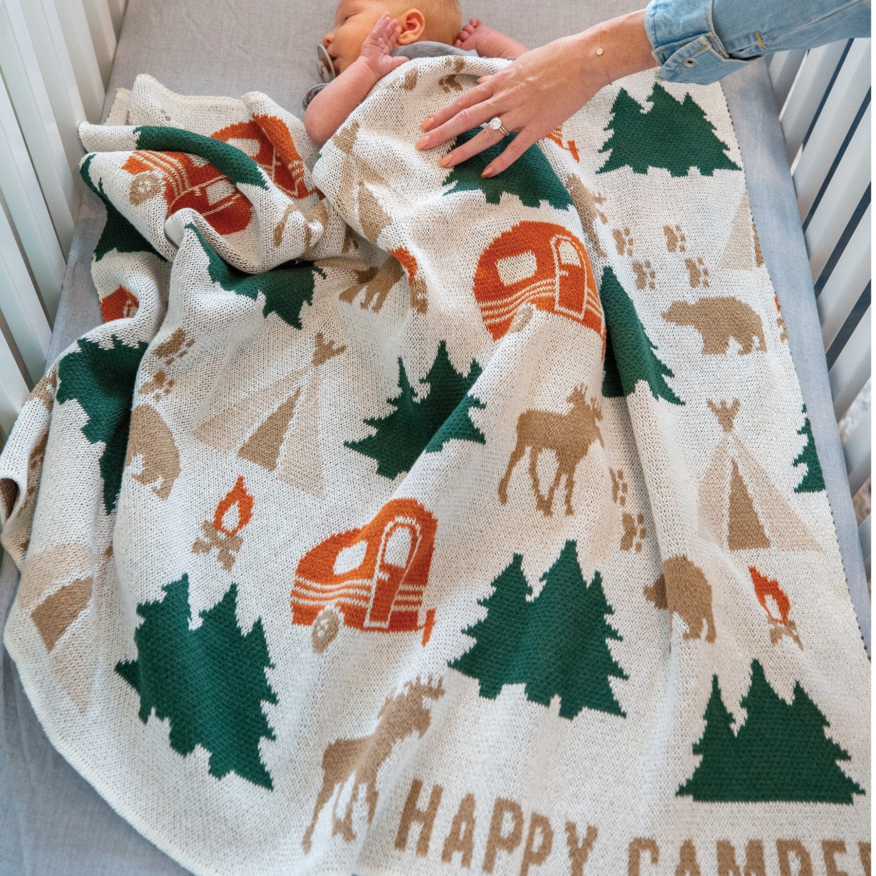 Baby Cotton Knit Blanket - Happy Camper by In2Green - Image 2