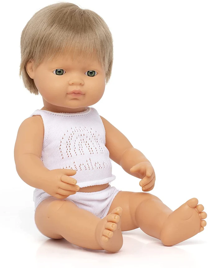 Baby Doll Caucasian Blond Boy 15" by Miniland - Image 2