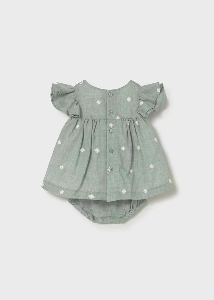 Baby Embroidered Dress with Bloomers - Aqua by Mayoral - Image 3