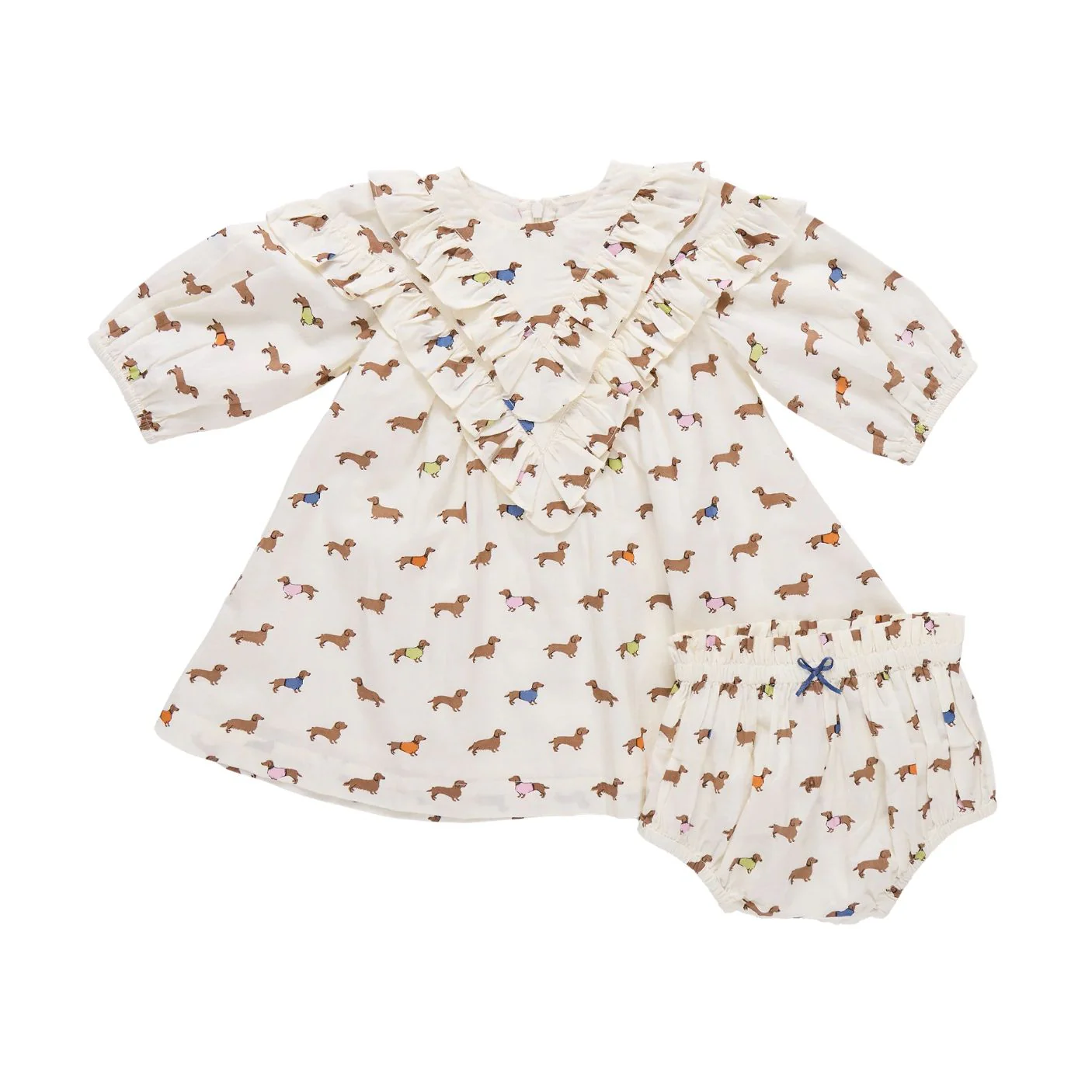Baby Everly Dress Set - Dachsunds In Sweaters by Pink Chicken - FINAL SALE