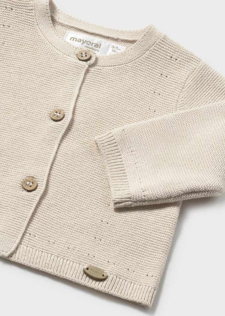 Baby Fine Knit Cardigan - Wheat by Mayoral - Image 3