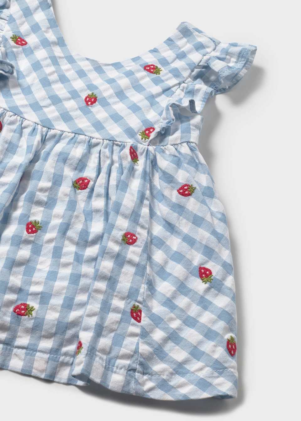 Baby Gingham Strawberry Dress with Bloomers - Lagoon by Mayoral - Image 4