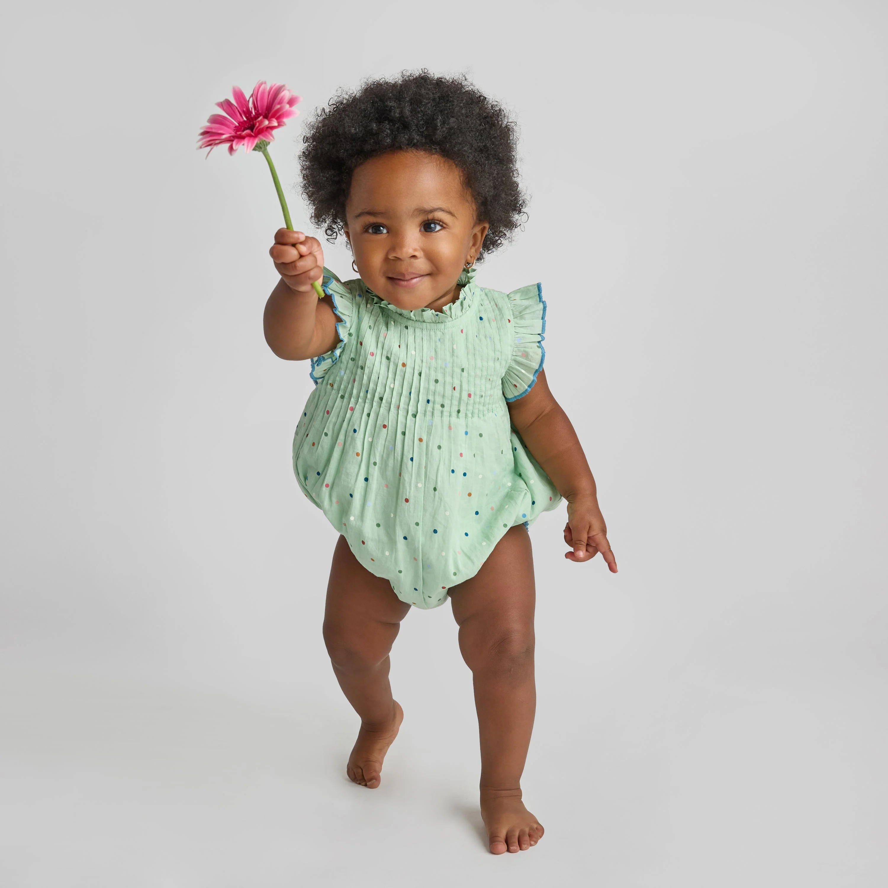 Baby Jaipur Bubble- Pastel Green Polka Dot by Pink Chicken - FINAL SALE - Image 2