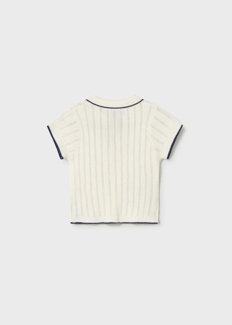 Baby Knit Polo Shirt - Ecru by Mayoral - Image 2